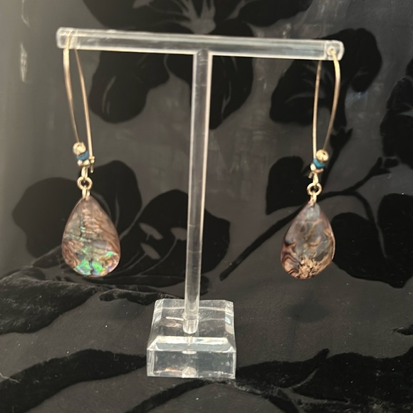 Robert Lee Morris Dangly Abalone Earrings Gold tone - Picture 2 of 4